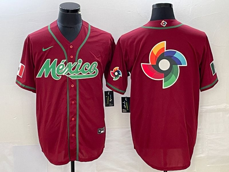 Men 2023 World Cub Mexico Blank Red Nike MLB Jersey6->more jerseys->MLB Jersey